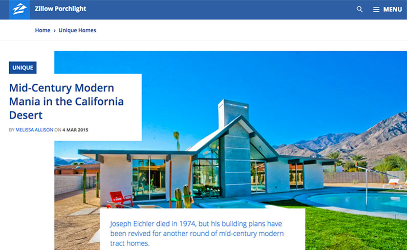 The Desert Eichler on Zillow Home of the Week